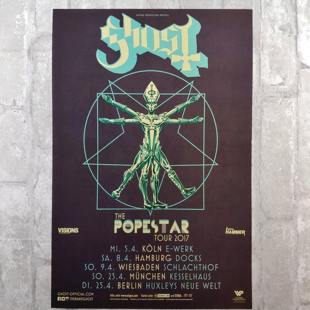 Ghost, The Band Ghost The Popestar Tour 2017 Band Poster 12" x 18"
